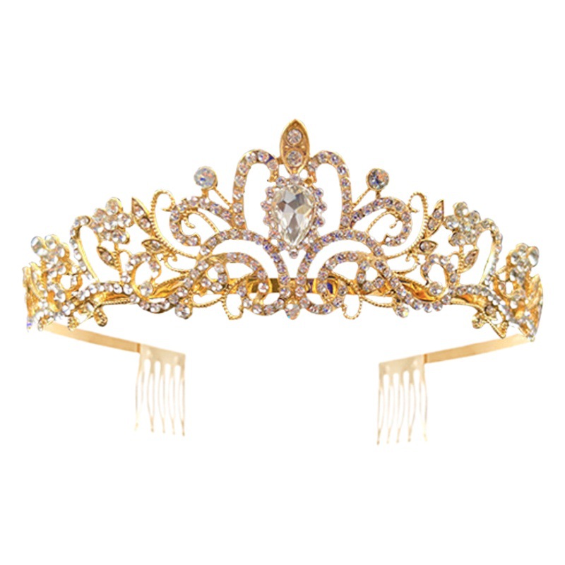 Corona de novia, tiara de metal para cumpleaños, accesorio para el cabello de reina, diadema para graduación, accesorio para el cabello en oro rosa