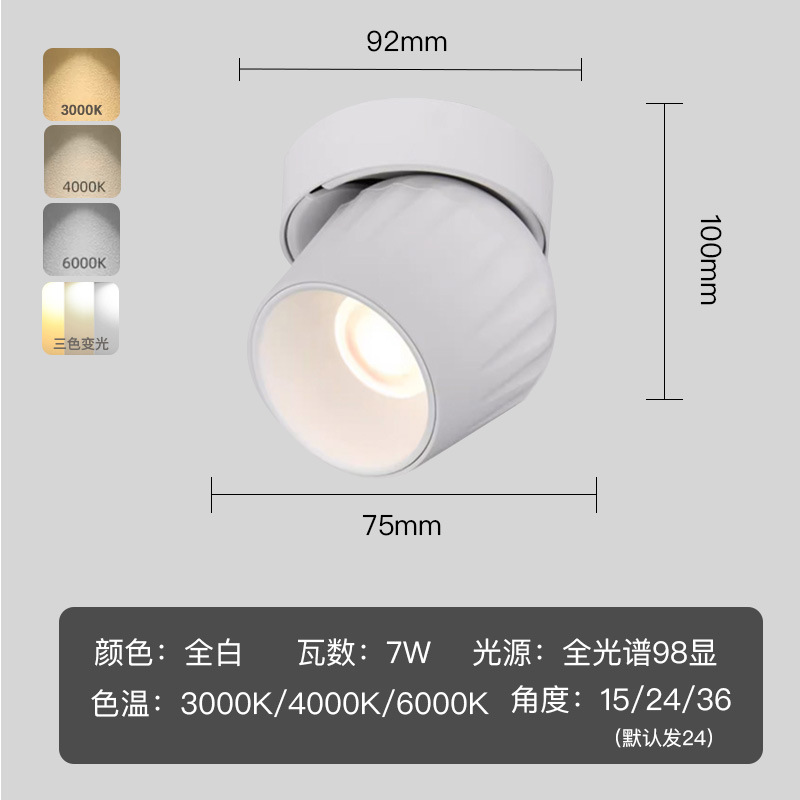 Luz abierta ángulo ajustable LED lámpara de techo hogar sala de estar sin lámpara principal taza profunda anti-reflejo COB pequeña lámpara de techo