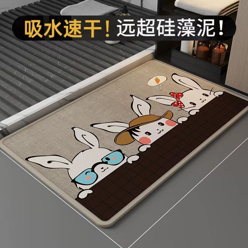 クロスボーダードア滑り止めリネン珪藻泥フロアマット玄関浴室トイレ吸収性フットマット耐摩耗性家庭用フロアマット|undefined