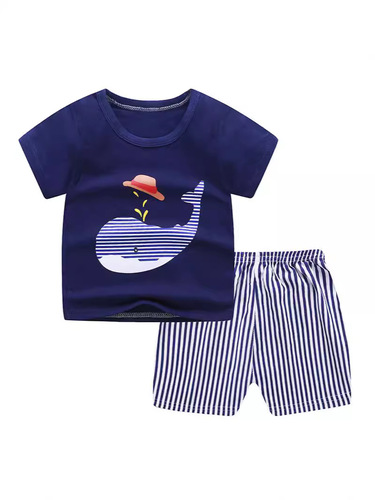 25 Summer Children's Cotton Short-Sleeve Set for Boys and Girls, Large Children's Two-Piece Set Children's Clothing