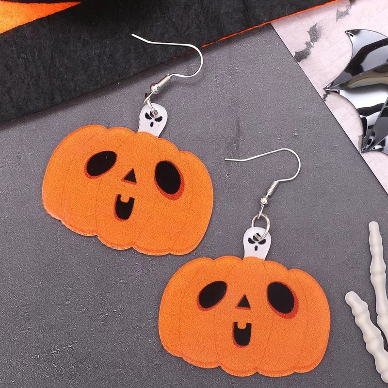 クロスボーダーヨーロッパとアメリカのハロウィンかわいい猫アクリルカボチャゴーストスカルイヤリングイヤリング女性のための絶妙な|undefined