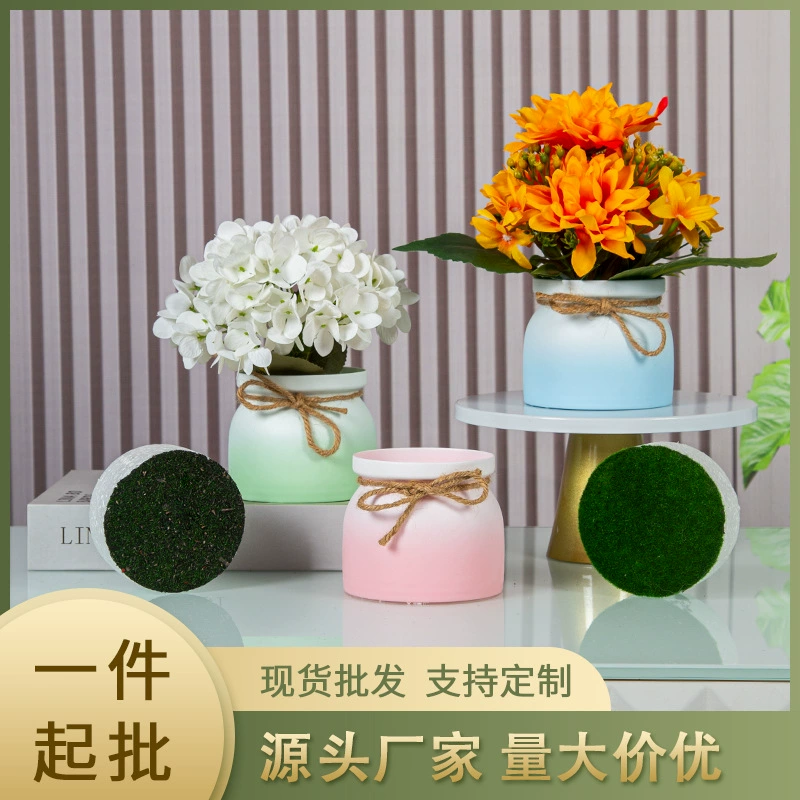 Производители источника пластиковый цветочный горшок на заказ красочный эффект краски пользовательский цвет Искусственный цветок декоративный цветочный горшок