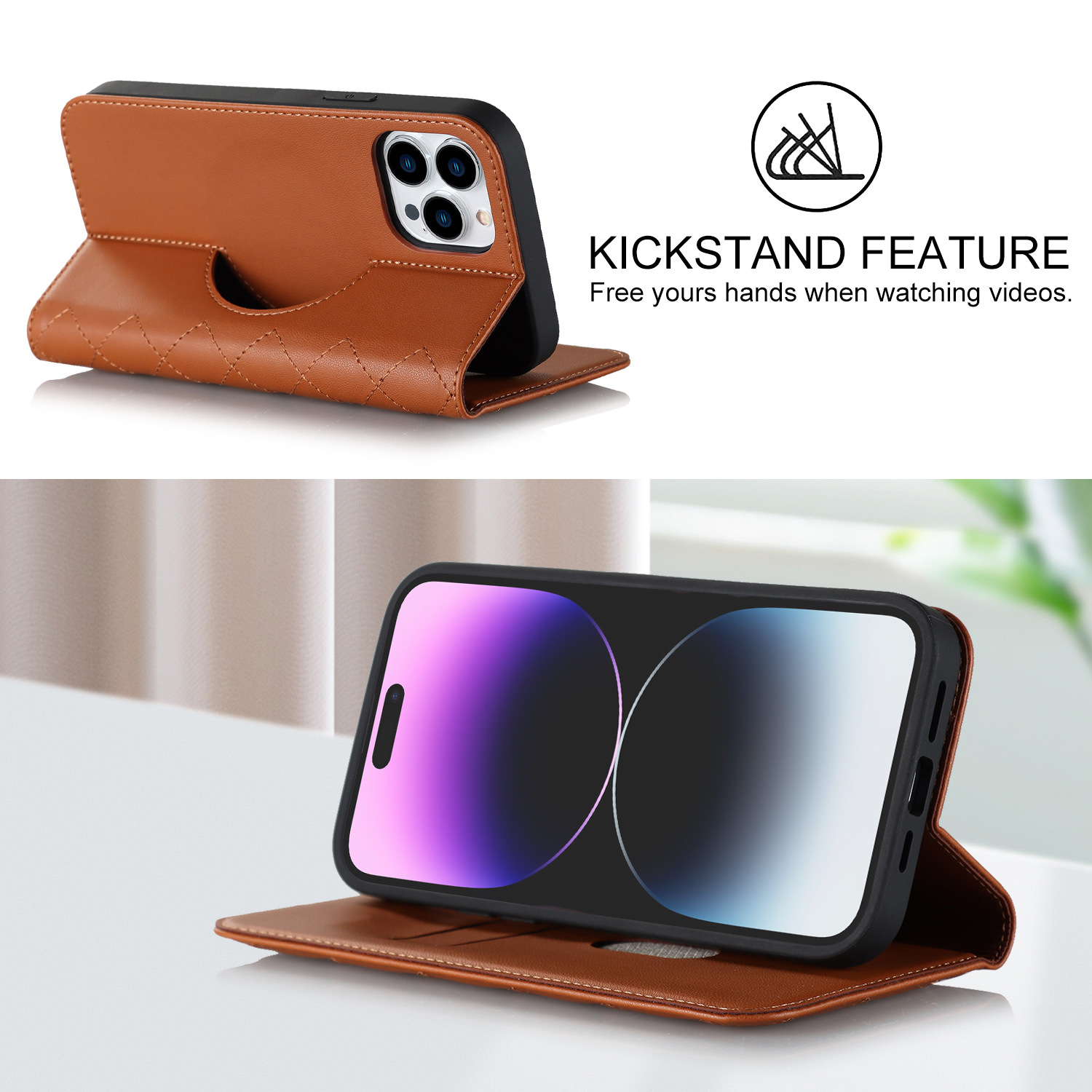 Anwendbar zu iPhone14 handy leder fall drahtlose lade 13/12 stil magnetische flip schutzhülle Großhandel_voghion.com