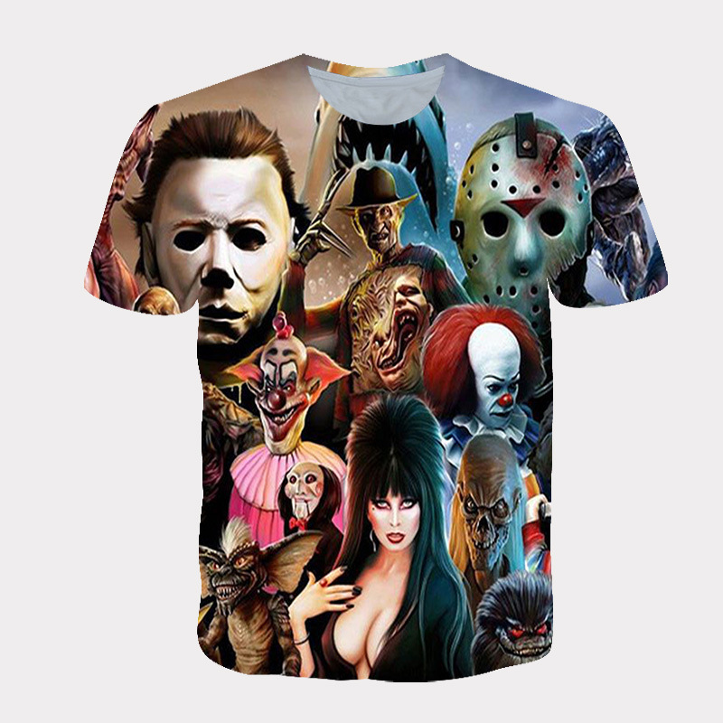 Mask Man 3D Digital Printing Sports Round Neck Loose T-Shirt Short-Sleeved Tops Manufacturer Wholesale