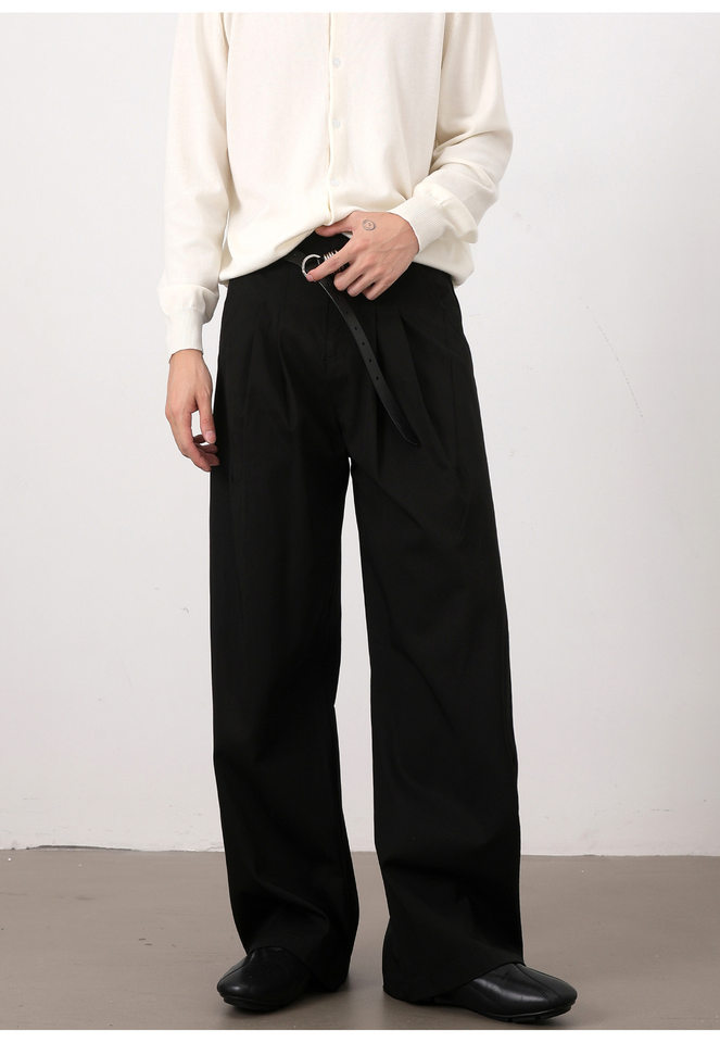 Quần tây nam dáng chữ A xếp ly đôi form rộng rủ, phong cách công sở casual — Màu kaki, Màu trắng, màu đen chi tiết 10