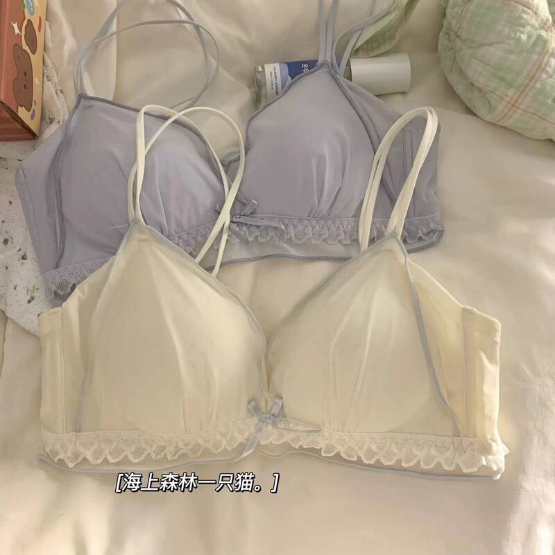 Beautiful Back Underwear Women's Small Chest Push-Up No Steel Ring Comfortable Lace Girl's Breathable Summer Thin Bra suit