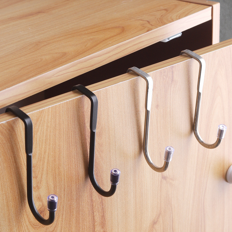 201 stainless steel S-shaped hook kitchen dormitory door rear hanger hook no drilling wardrobe shoe rack double hook high load-bearing