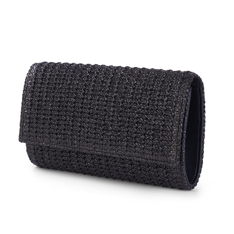 Solid Color Pattern Women's Straw Solid Color Elegant Streetwear Square Flip Cover Clutch Bag