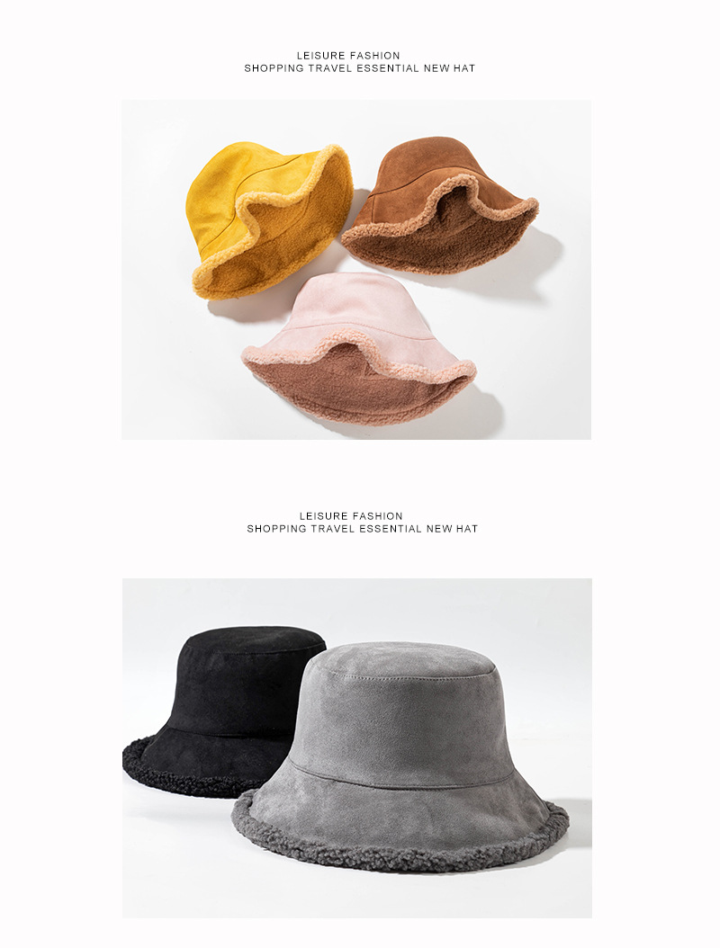 Secchio Instagram da indossare su entrambi i lati, cappello da pescatore in pelliccia di agnello ispessita, orecchio caldo autunnale e invernale per bambini_voghion.com