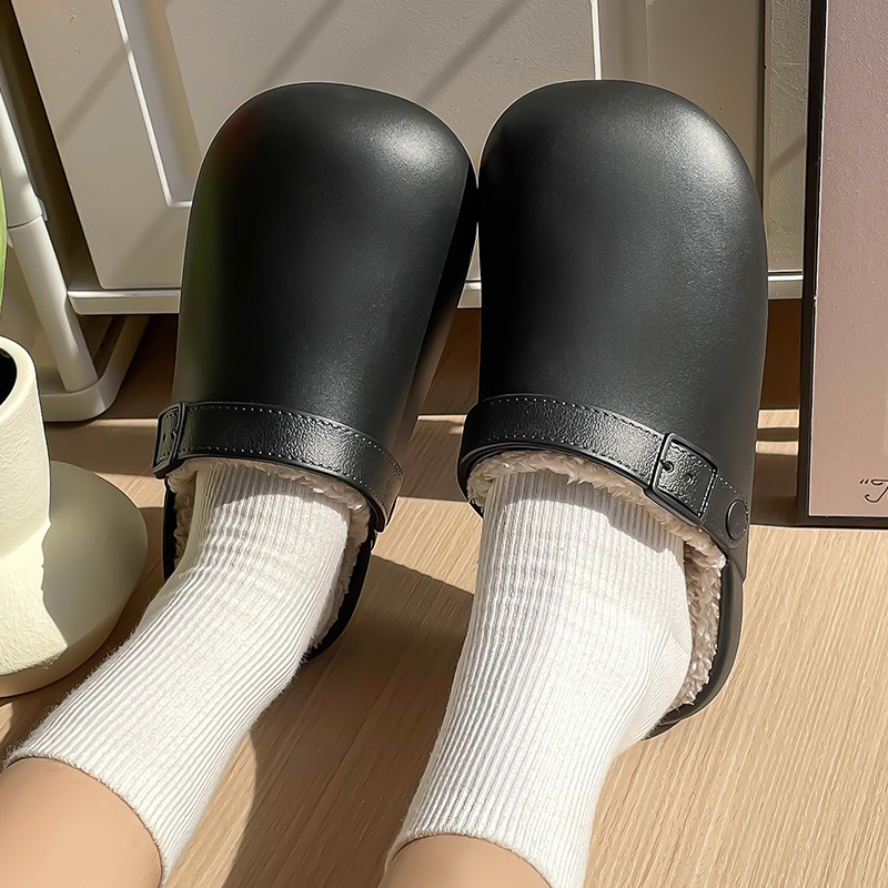 Birkenstock erkekler için kalın tabanlı, su geçirmez pamuklu terlik, sonbahar ve kış ev sıcak ev kaymaz artı kadın dış giyim için kadife pamuklu terlik