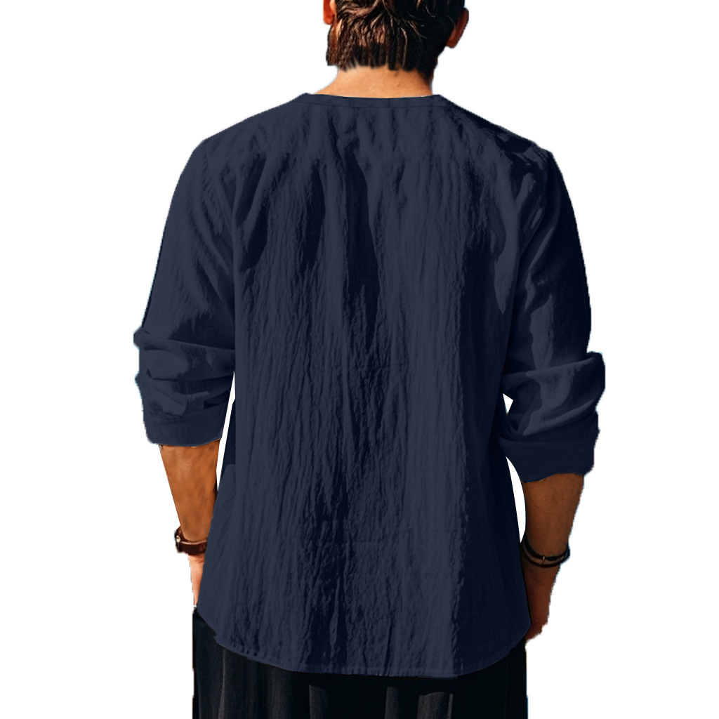 Herren Mantel Aus Baumwolle Und Leinen Mit Stehkragen_voghion.com