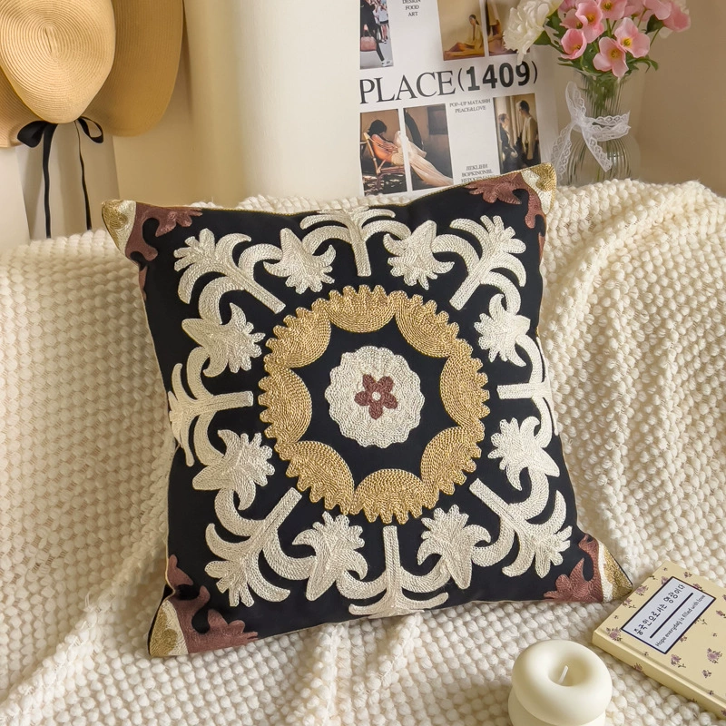 Towel, cloth for bed, tape, sofa, pillow, flowered, with embroidery
