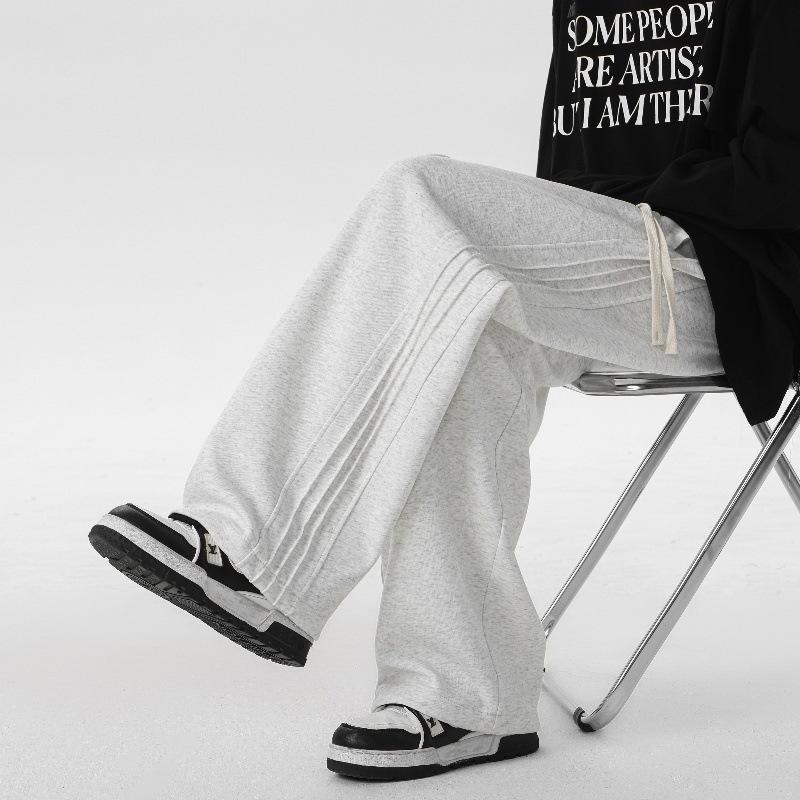 Pantalón Deportivo Ancho con Franja Lateral para Hombre de Algodón Resistente al Desgaste para Uso Casual