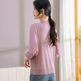 中老年女装复古旗袍领针织衫夏季冰丝七分袖上衣风宽松打底衫，女装针织衫/毛衣，妃慕昵服饰