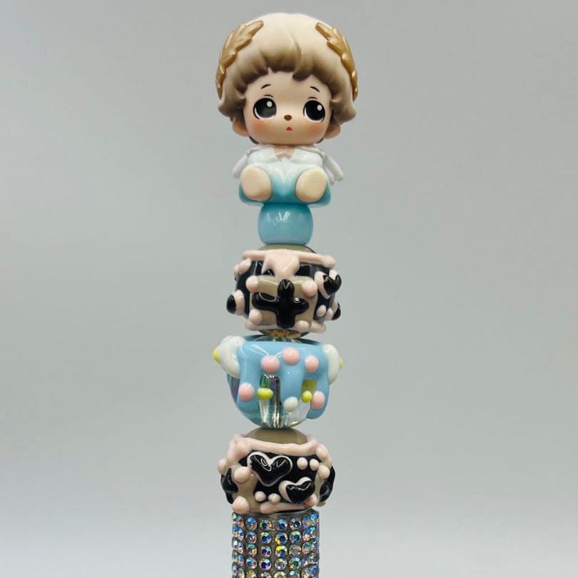 Genuino bolígrafo de granos espumoso, bolígrafo de cuentas encantador, bolígrafo de regalo creativo de dibujo a mano, bolígrafo de bola creativo