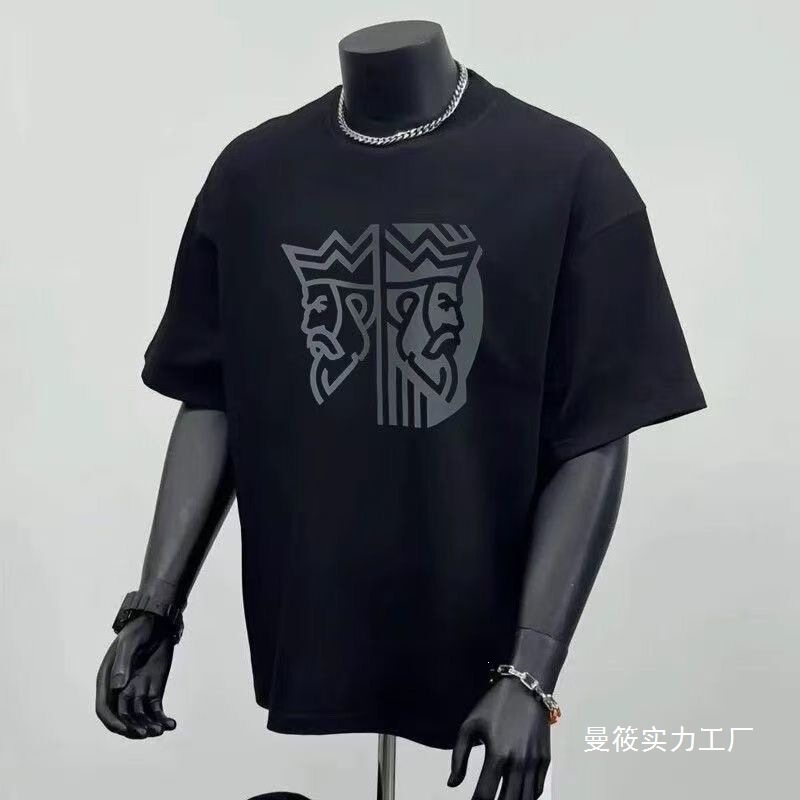 New American Retro Cotton Round-Neck King Print Short-Sleeve T-Shirt Trendy Men's Heavyweight Top Casual Versatile Wholesale New American Retro Cotton Round-Neck King Print Short-Sleeve T-Shirt Trendy Men's Heavyweight Top Casual Versatile Wholesale