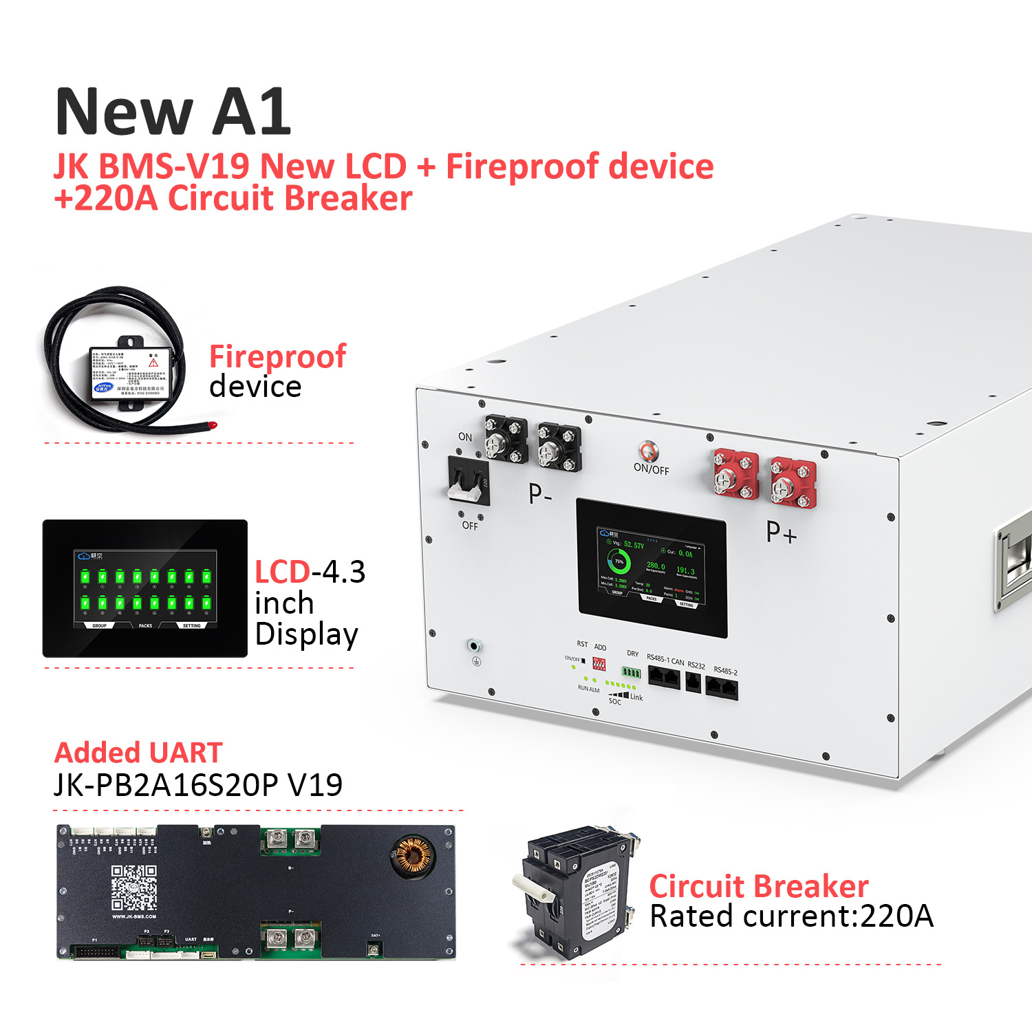 Batería de almacenamiento de energía apilada DIY rack 51.2V300ah inversor de fosfato de hierro de litio solar doméstico