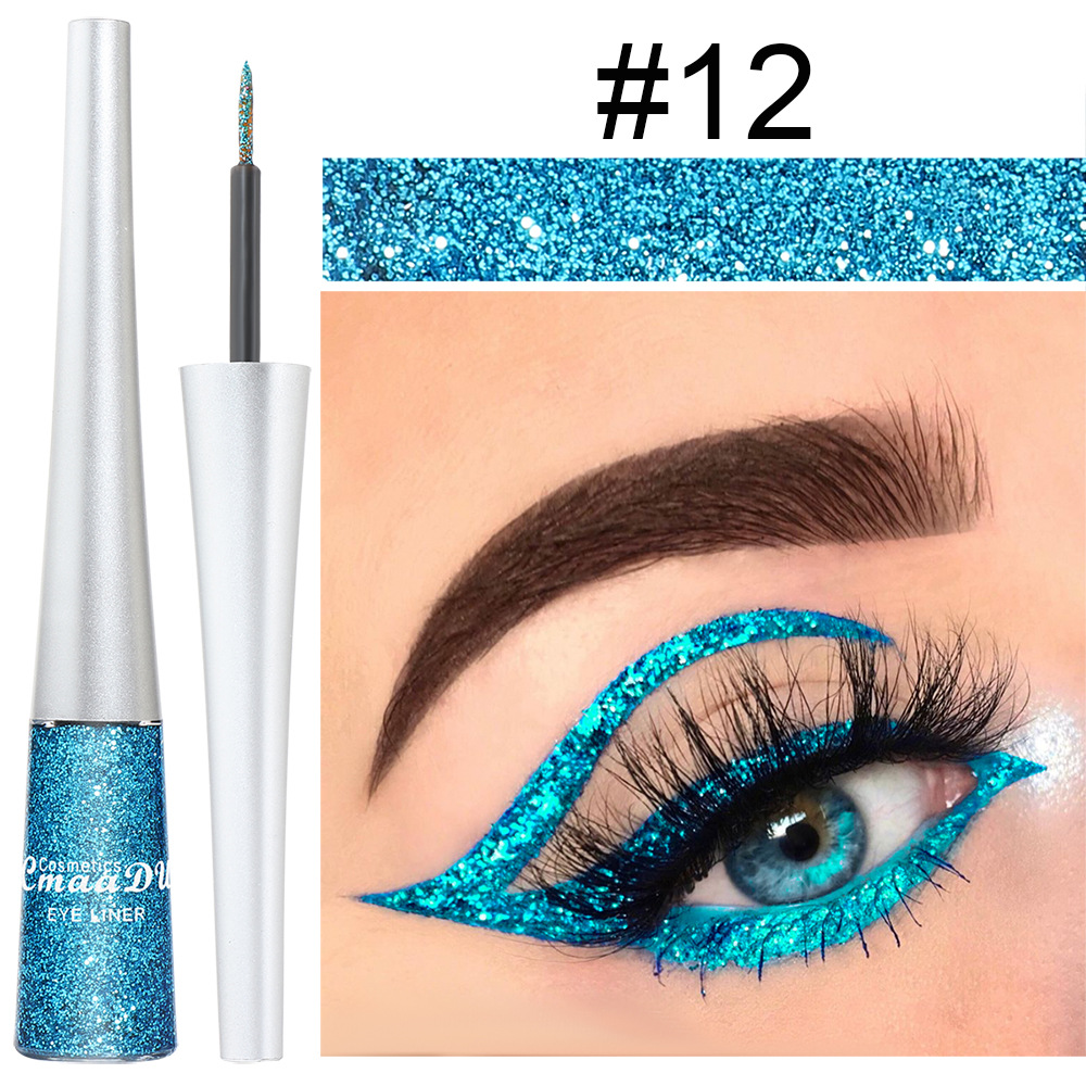 Neue Stil 16-farbe Bunte Pailletten Shiny Glitter Pulver Flüssigkeit Eyeliner display picture 16