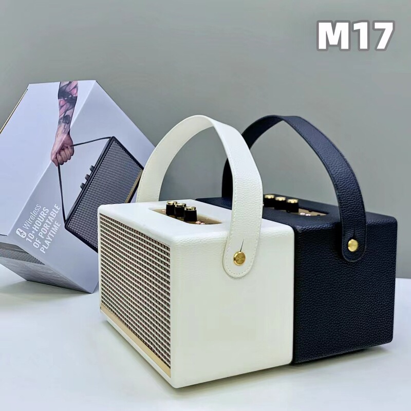 新型M17復古風皮革無線bluetoothスピーカーのデスクトップサブウーファ大音量屋外携帯が便利です。|undefined