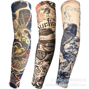 Tattoo Sleeves Cross-Border Supply Chain Sun Protection Uv Ice Sleeve Arm Sleeves Tattoo Large Flower Arm Factory Ready Stock
