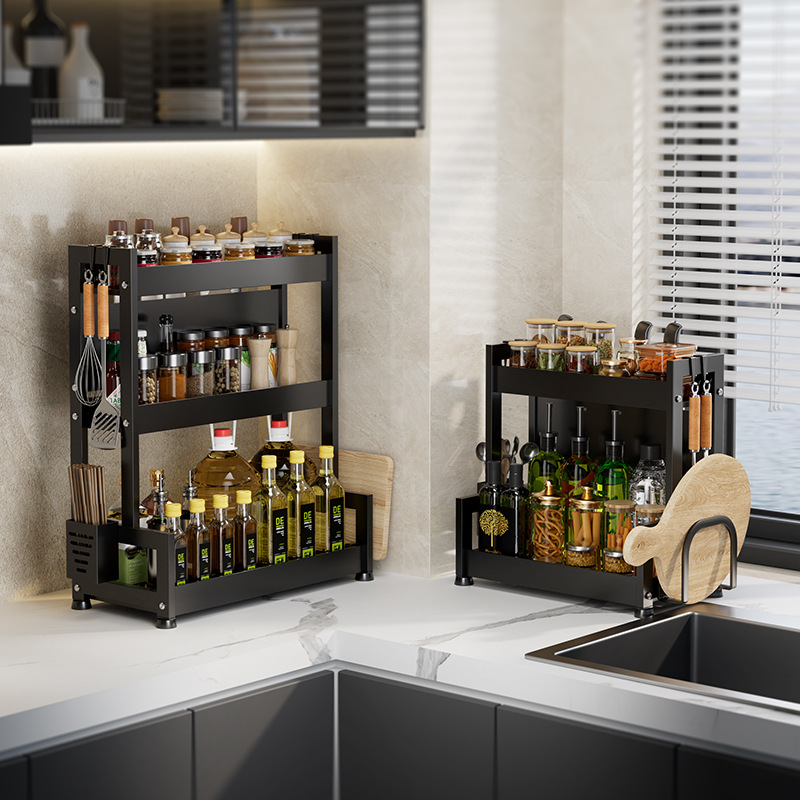 Kitchen seasoning storage rack, chopstick and knife holder, cutting board stand, counter surface seasoning storage supplies, multi-functional seasoning rack