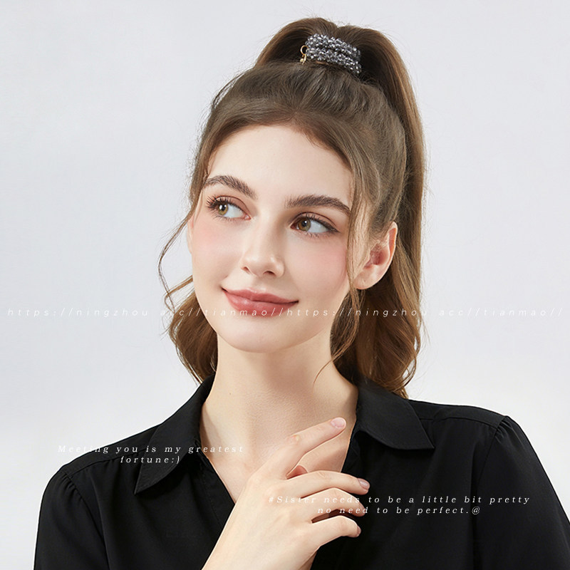 High ponytail non-slip hair tie for women, adult dual-use crystal hair band, elastic and durable hair rope
