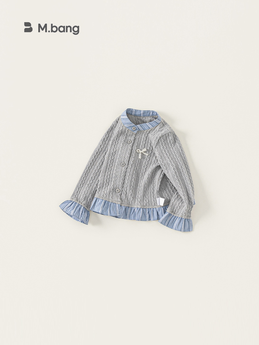 Youbao ropa para niños chaqueta de otoño para niños nuevo estilo estilo occidental ropa para niñas blusa de encaje a rayas con lazo para niñas