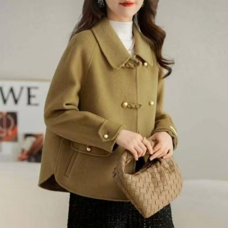 New 2025 Fashionable Short Dragon and Phoenix Woolen Coat Loose Large Size Women's Autumn and Winter Style Wool Coat for Women