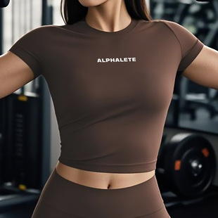 Alpha Sports Short-Sleeved Tight-Fitting Summer Short Top Nude Quick-Drying Fitness Wear Sexy Slim Yoga Wear