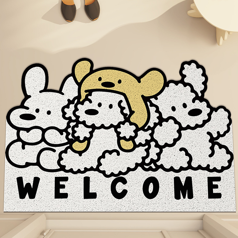 Cartoon cute wind entry floor mat household mud scraping soil wear-resistant dirt-resistant foot mat can be cut non-slip silk ring floor mat