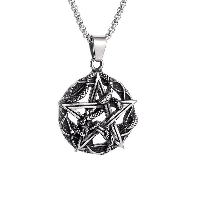 Collana con ciondolo serpente e stella stile hip-hop lega_voghion.com