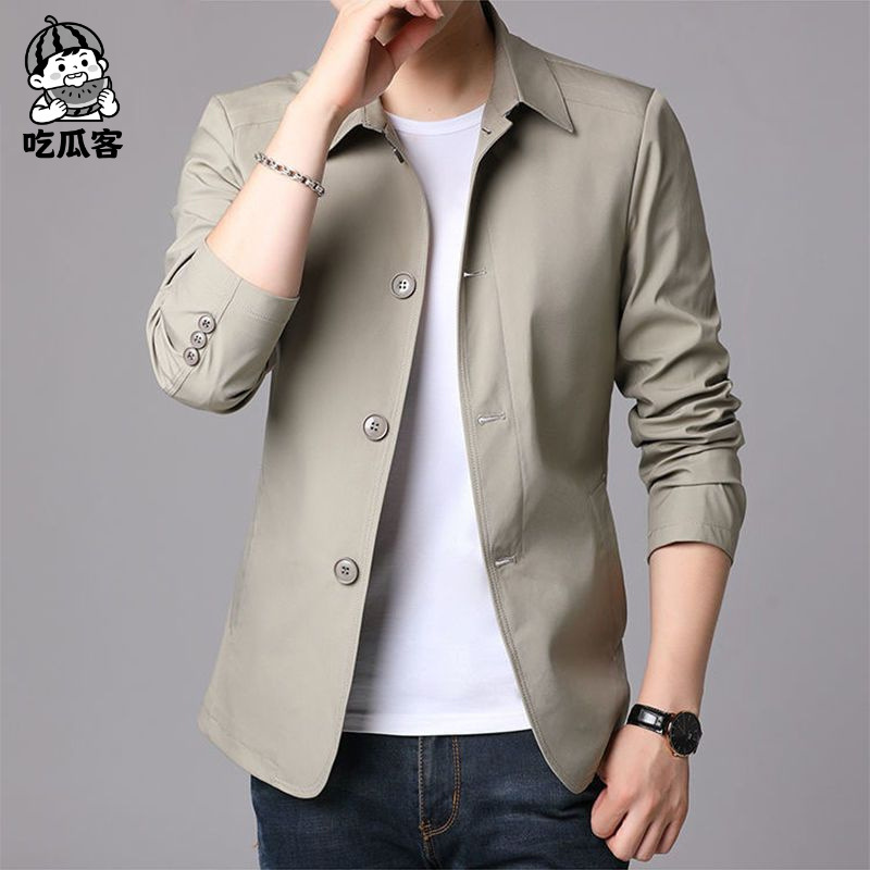 새로운 봄과 가을 얇은 중년 남성 자켓 중년 비즈니스 캐주얼 남성 탑 아빠 버튼 코트