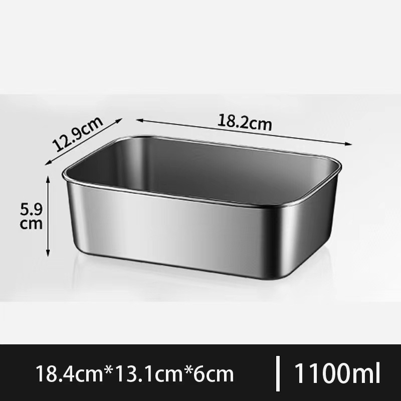 Caja de plato de acero inoxidable placa cuadrada placa multiusos cocina refrigerador crujiente vegetal olla caliente plato de lado caja de picnic