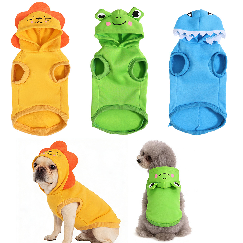 Hundekleidung, süße und lustige Tiere, Frosch, Hai, Löwe, Verwandlungsoutfit, Hersteller von süßen Kapuzen-Sweatshirts für Haustiere