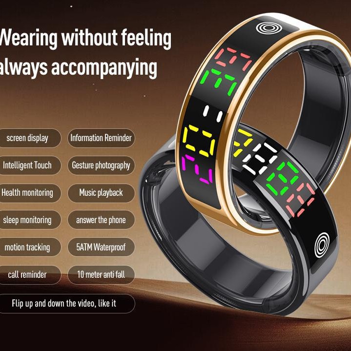 Intelligenter Wearable-Ring mit Herzfrequenz-, Blutsauerstoff- und Stressmessung, Kurzvideo-, Blätter- und Like-Funktion_voghion.com