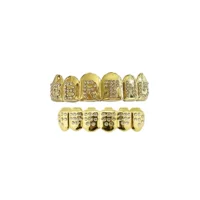 Алфавитные бриллианты хип-хоп брекеты 18k позолоченные шесть зубов золотые зубы Хэллоуин зубные протезы для мужчин и женщин