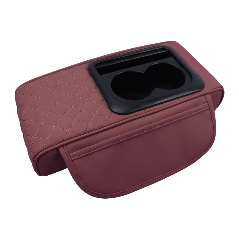 Universal – Armrest box pad Car Armrest - gt-8-embroidered-1-burgundy