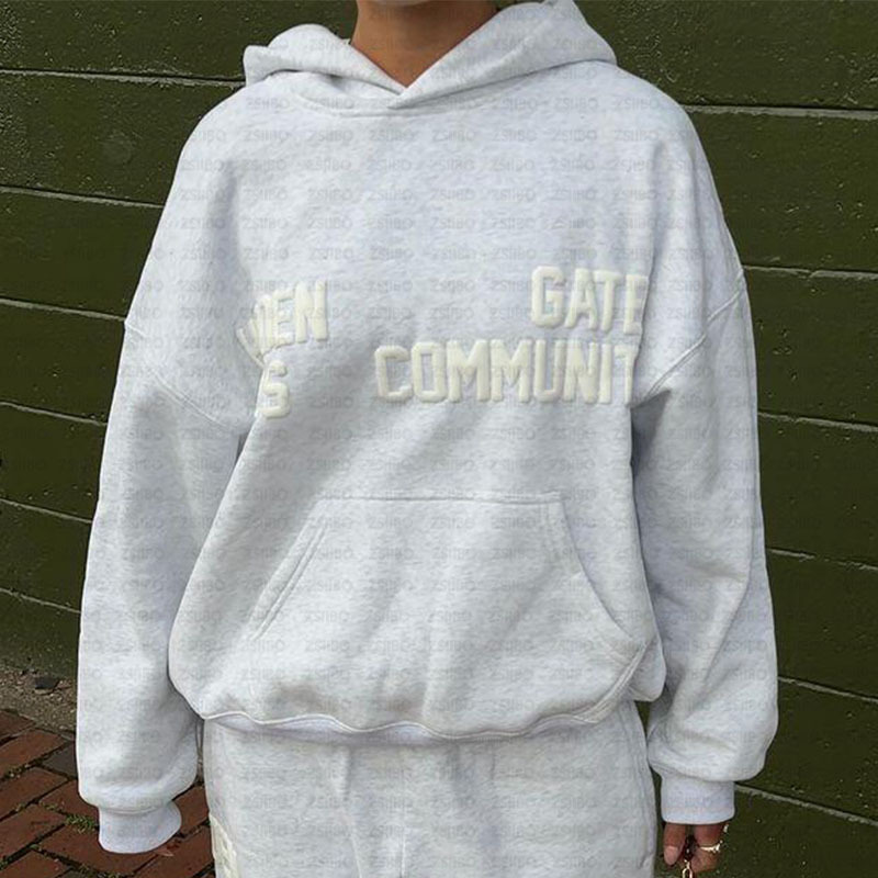 Casual Niche Style Loose Letter Foam Print Hooded Pullover Sweatshirt Top for Men and Women, Couple Style, Wholesale Casual Niche Style Loose Letter Foam Print Hooded Pullover Sweatshirt Top for Men and Women, Couple Style, Wholesale