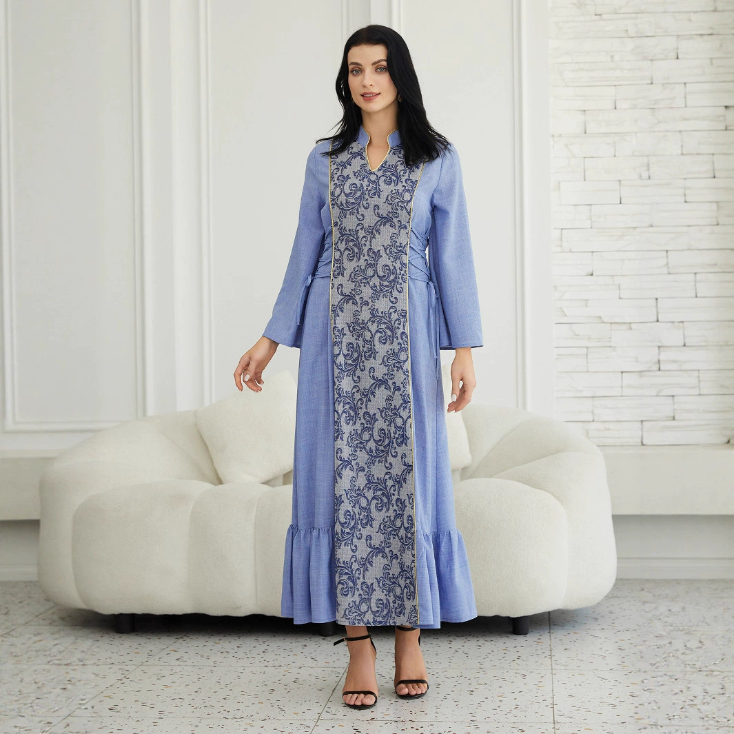 Самое продаваемое новое мусульманское платье на Ближнем Востоке от Amazon с принтом на талии, элегантное европейское и американское платье