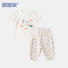 嘟嘟家女童短袖套裝夏季新款女孩t恤夏裝女生上衣體恤女寶童裝潮