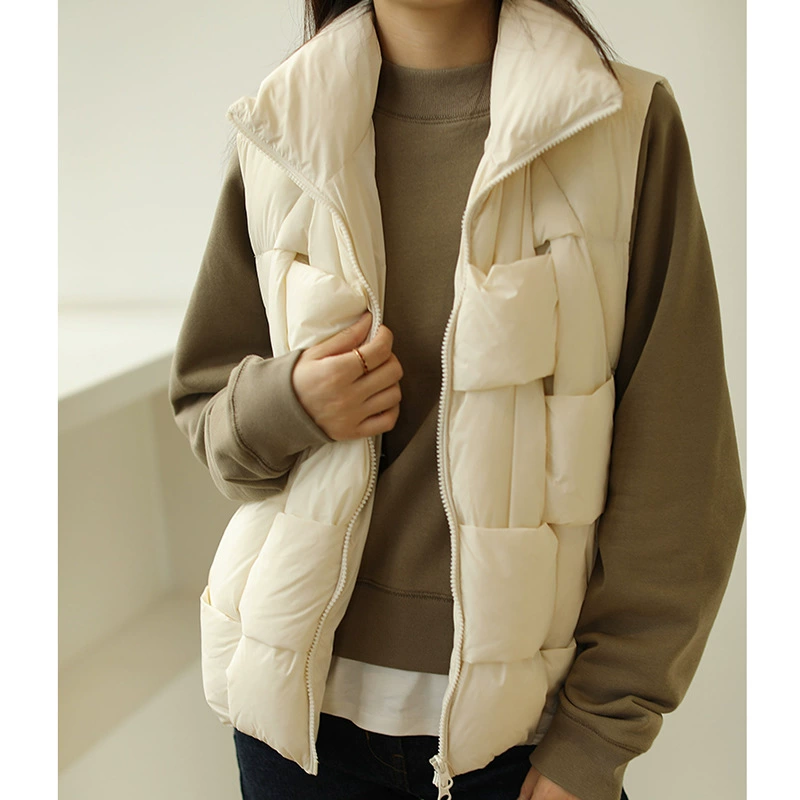 Winter vest with down, woven velvet down jacket sleevless, duck down