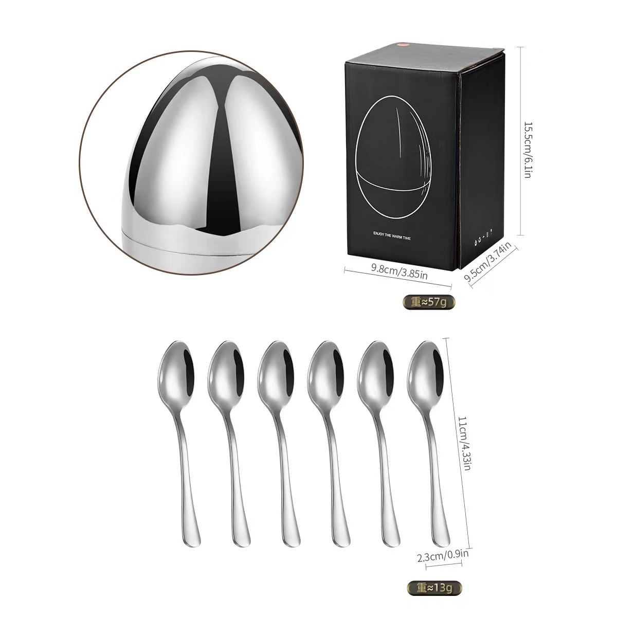 작은 실버 계란-6 커피 스푼