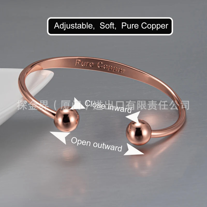 Cross-Border Pure Copper Magnetic Therapy Bracelet, Rose Gold, Adjustable, Unisex, Fashionable Health Bracelet, Simple and Versatile