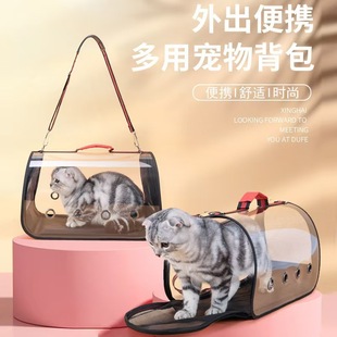 Transparent Cat Bag, Convenient Handbag for Cats to Go Out, Large Capacity Breathable Shoulder Pet Bag, Space Capsule Folding Dog Bag