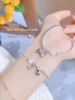 Bamboo fashionable bracelet from pearl, silver 925 sample, light luxury style, simple and elegant design