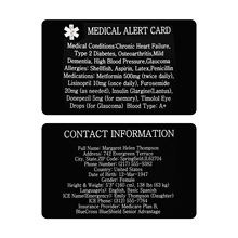 MEDICAL ALERT CARD激光镭射刻字钱包卡片跨境热销铝合金刻字名片