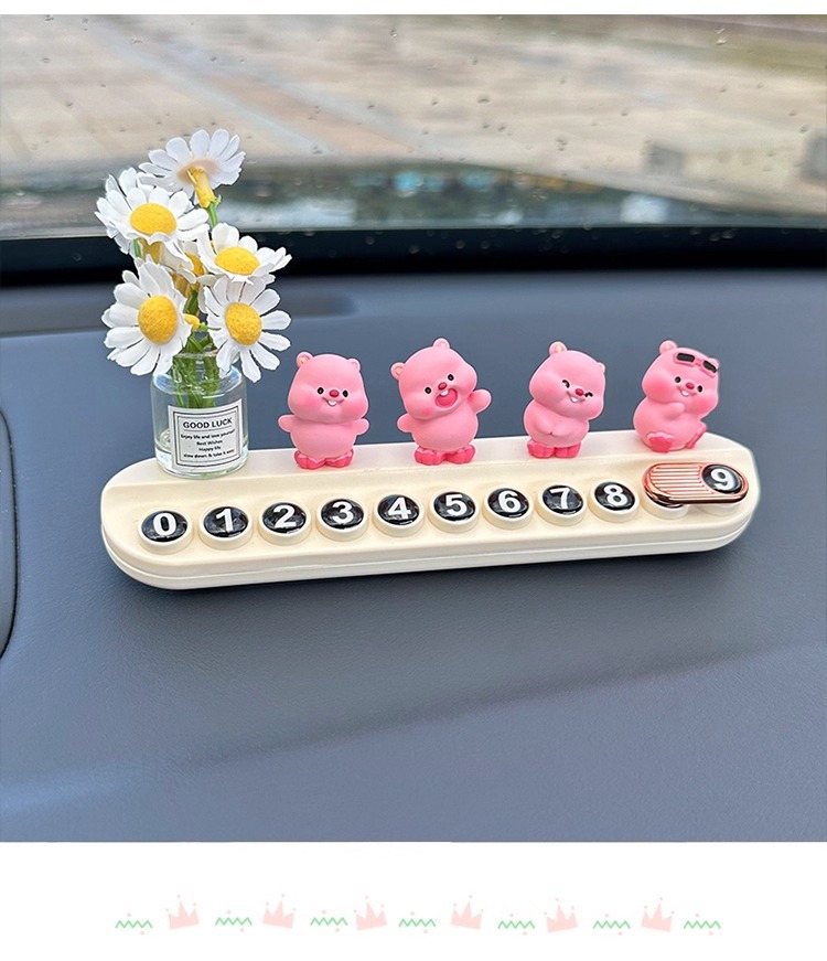 Pink Ruby Little Beaver Car Temporary Aromatherapy Parking Number Plate New Model Mobile Phone Number Plate Car Interior Decoration Small Ornament