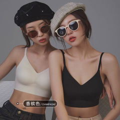 Summer thin 2022 new style underwear for women with small breasts, no rims, beautiful back, large U-shaped vest, all-in-one bra