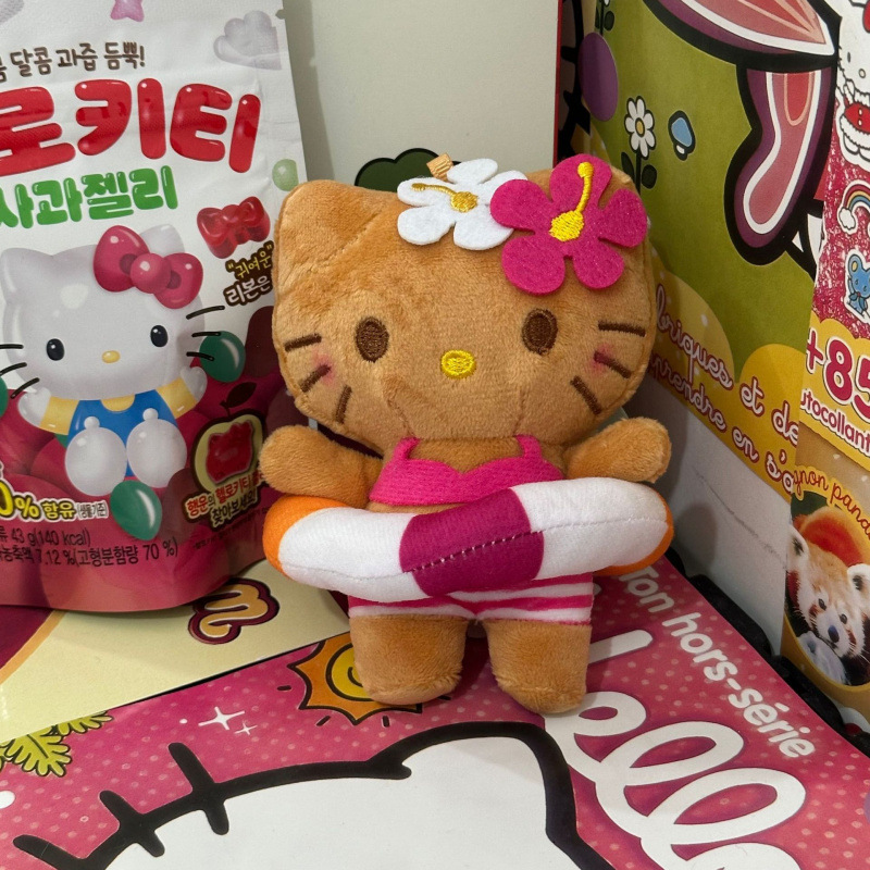 黑色草帽kitty帽宝宝挂件爱心扣公仔玩偶可爱赫本风挂饰钥匙扣|undefined