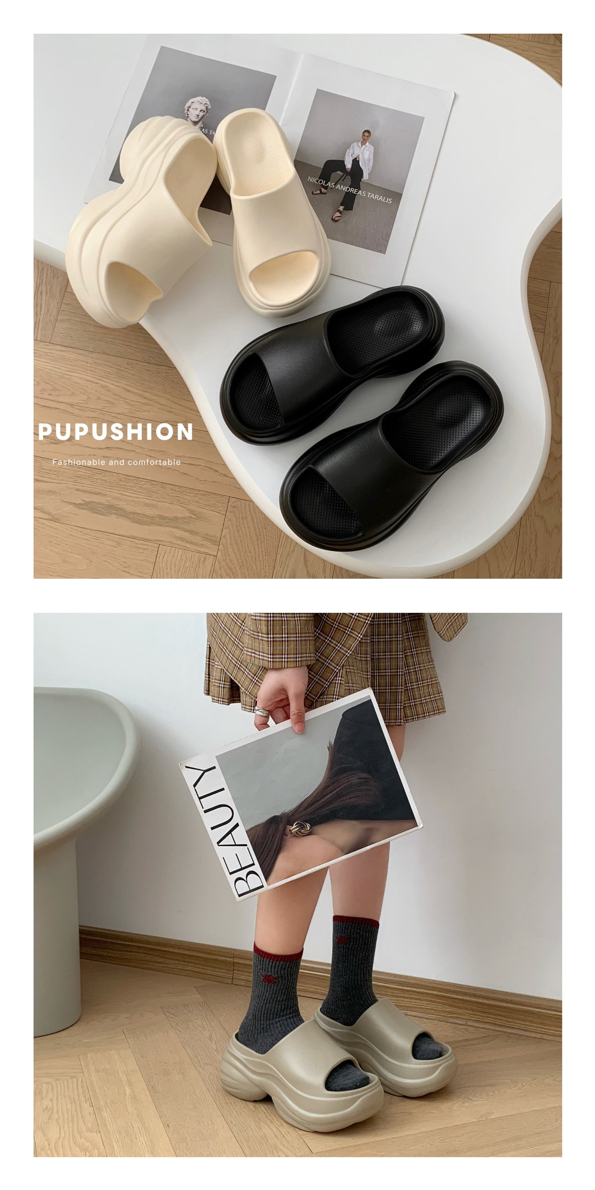 Women's Summer Slippers EVA Non-Slip Thick Soled Height Increasing Fashionable Versatile Home Wear High-End_vogvips.com